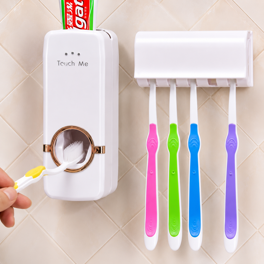 Toothpaste Dispenser & Toothbrush Holder