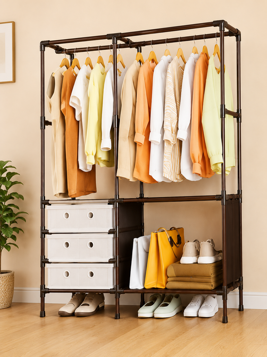 Multi-Layer Clothes Rack with Storage Shelves