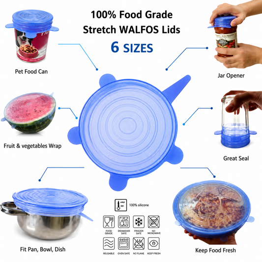 Silicone Stretch Lids Cover Set ( Pack of 6 )