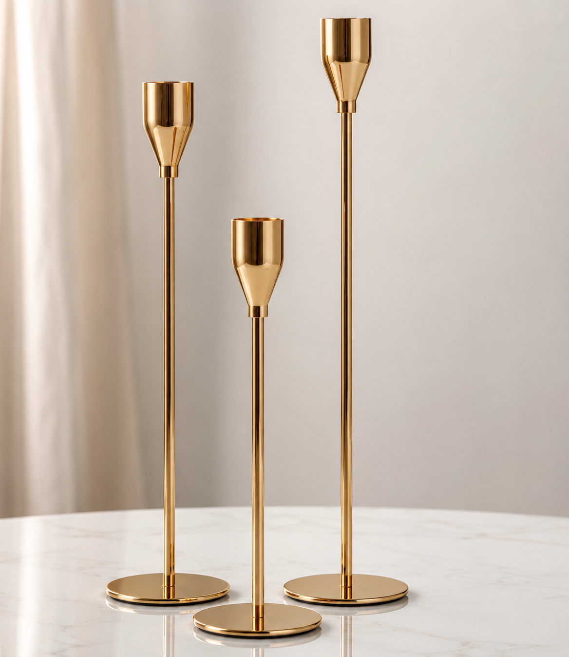 Gold Metal Candle Holder Set